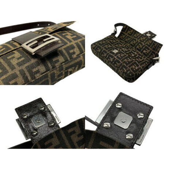 FENDI Mamma Bucket Hobo Shoulder Bag Zucca Canvas Leather Brown - Picture 6 of 8